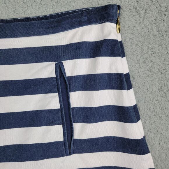 Draper James Miniskirt Womens Size 8  Navy Blue White Striped Size Zipper - Picture 3 of 13
